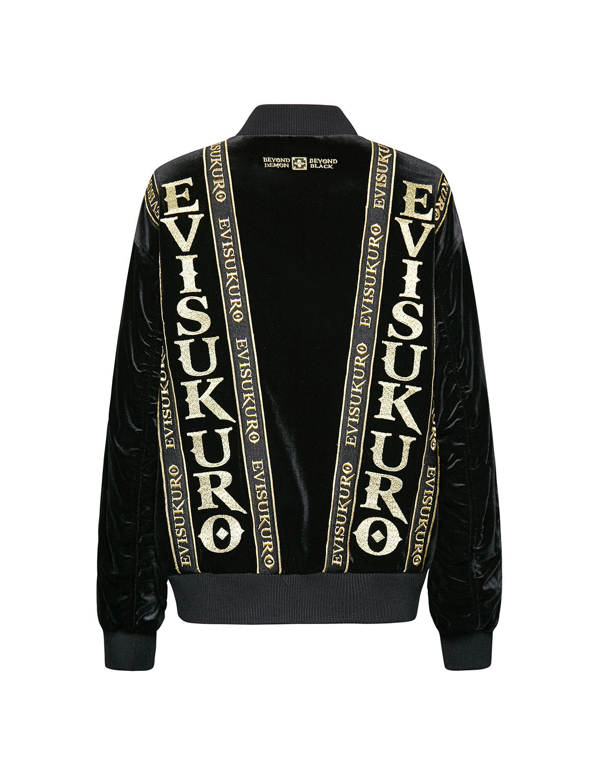 Logo Tape Padded Velvet Bomber Jacket