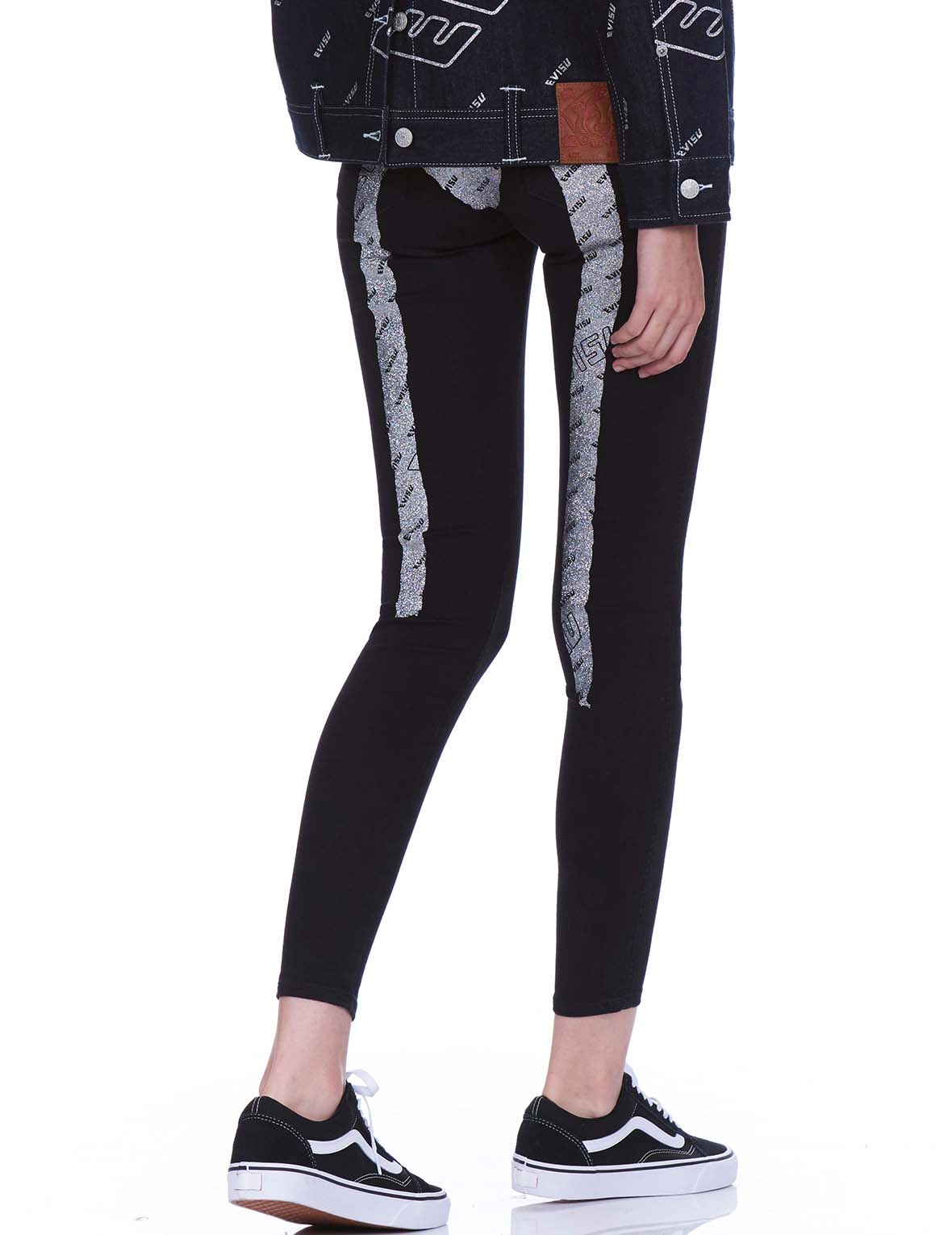 Super Skinny-fit Denim Jeans with Allover Logo Daicock Print