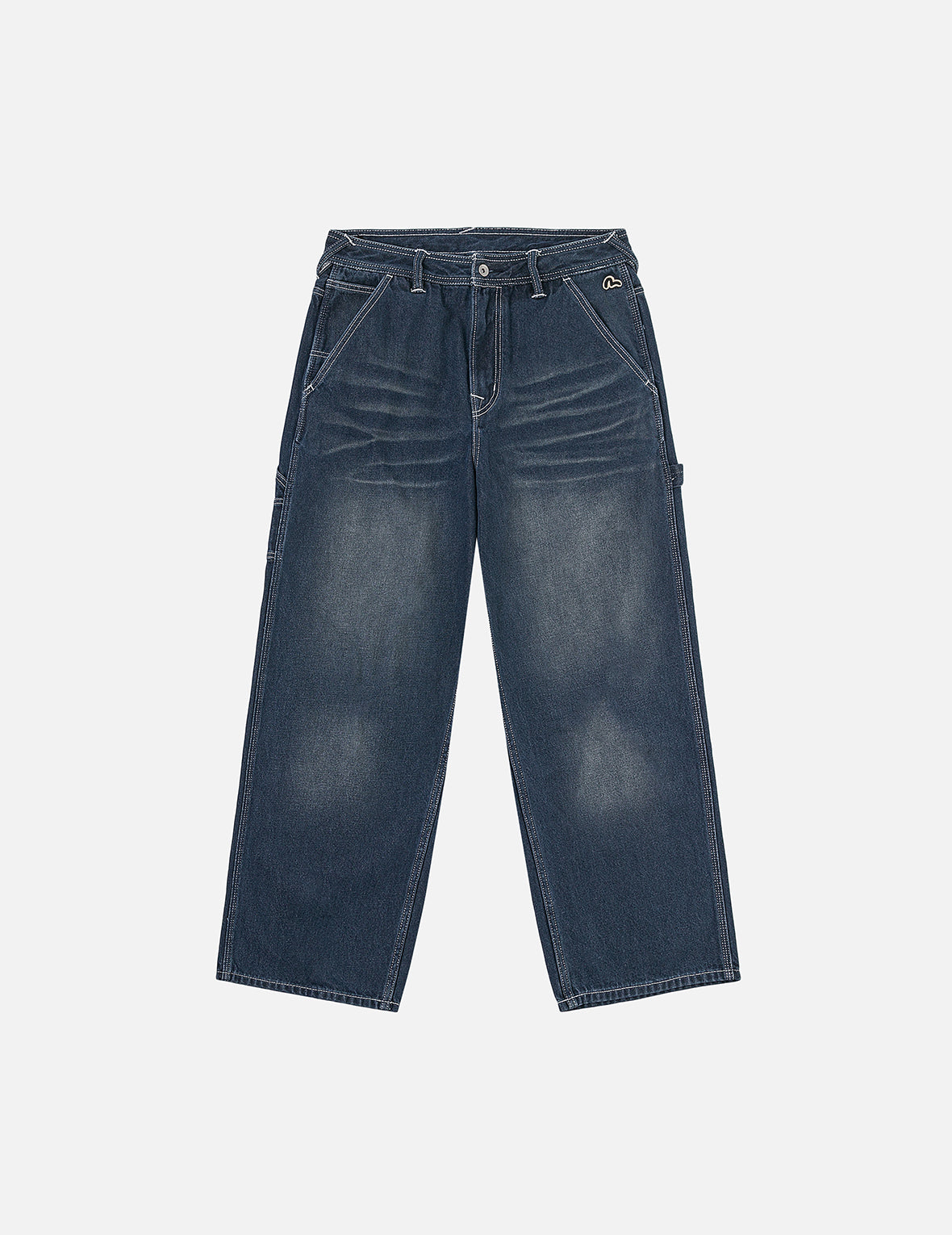 斑驳海鸥印花宽版工装牛仔裤