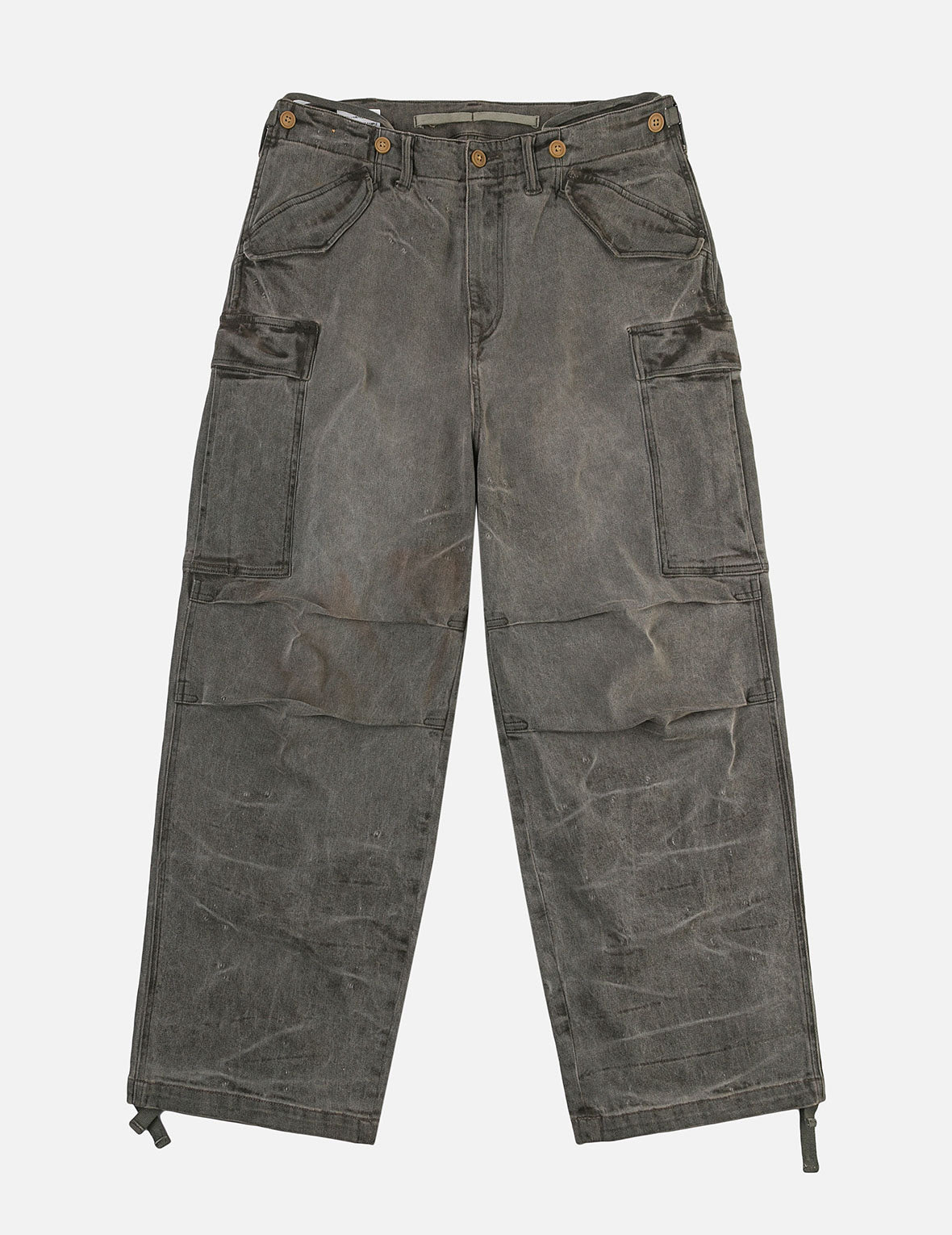 Washed Daicock Embroidery Wide-leg Cargo Jeans
