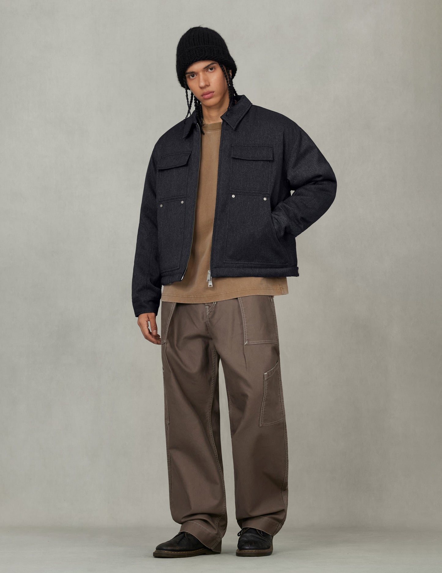 50年代经典车和海鸥印花宽版休闲工装外套