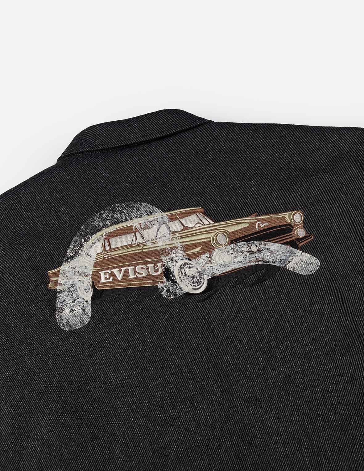 50年代经典车和海鸥印花宽版休闲工装外套