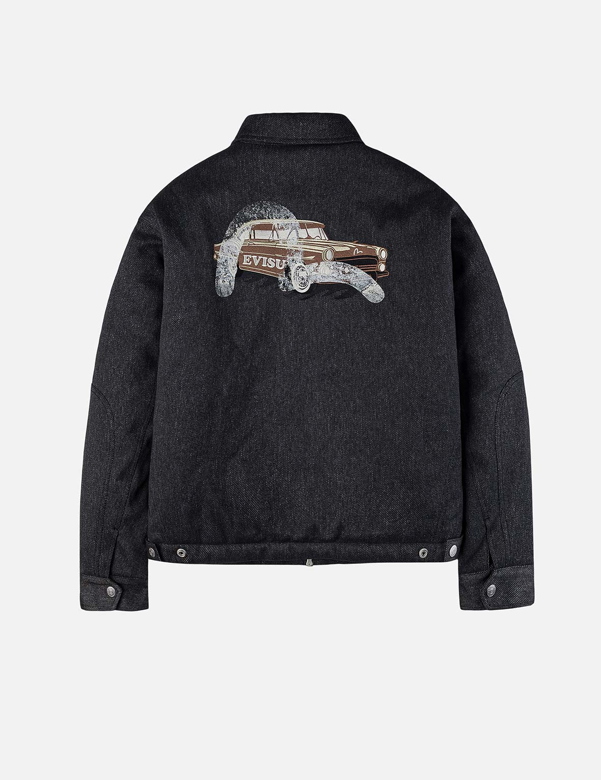 50年代经典车和海鸥印花宽版休闲工装外套