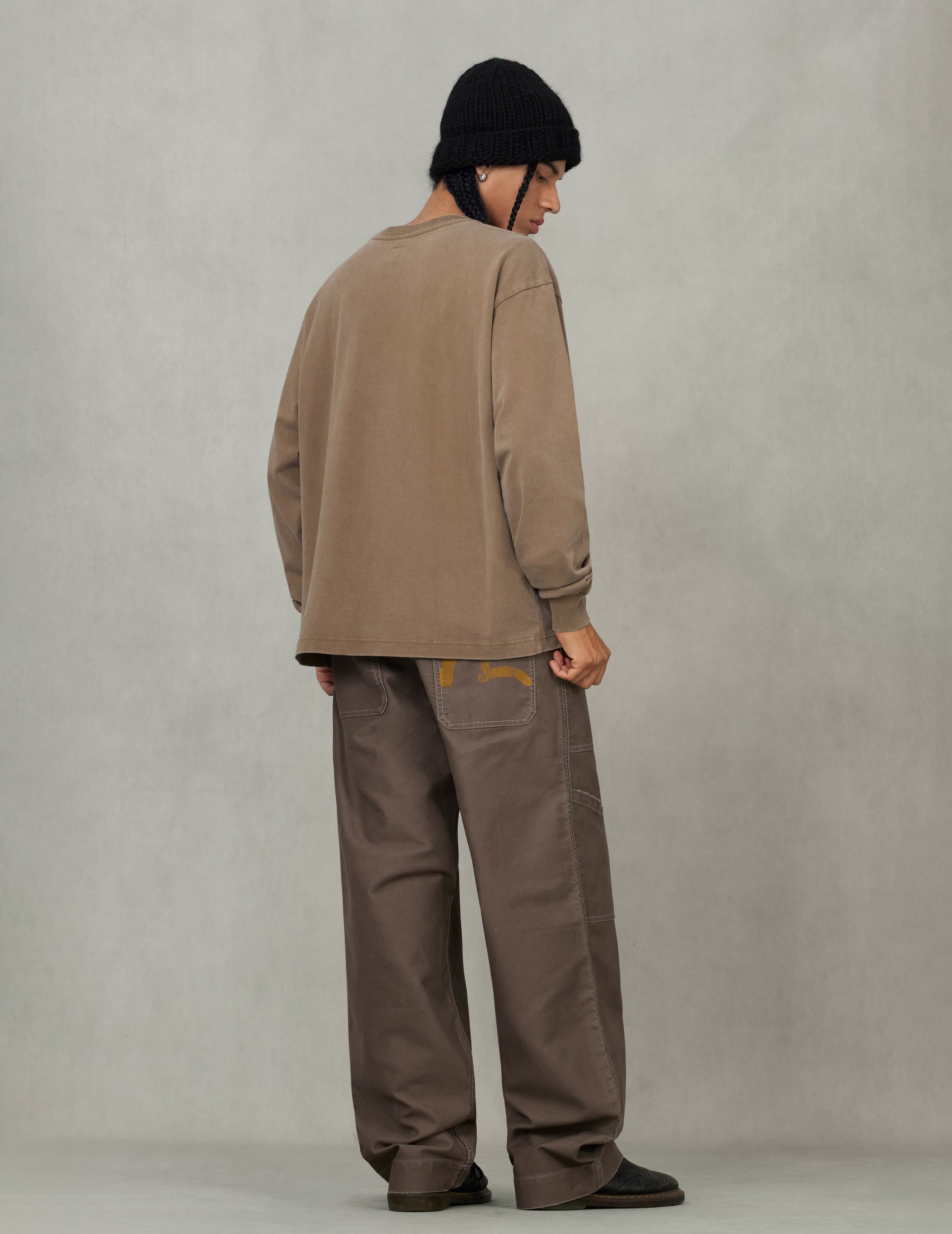 海鸥刺绣口袋宽版休闲长袖T恤