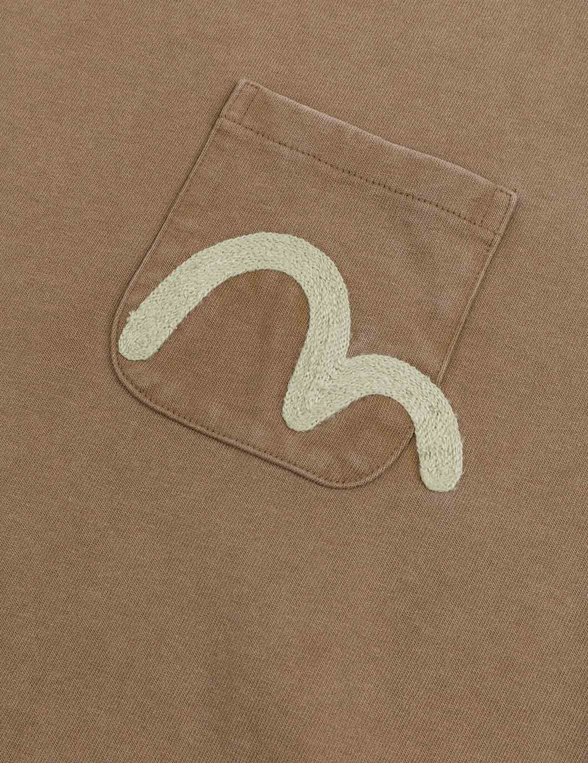 海鸥刺绣口袋宽版休闲长袖T恤