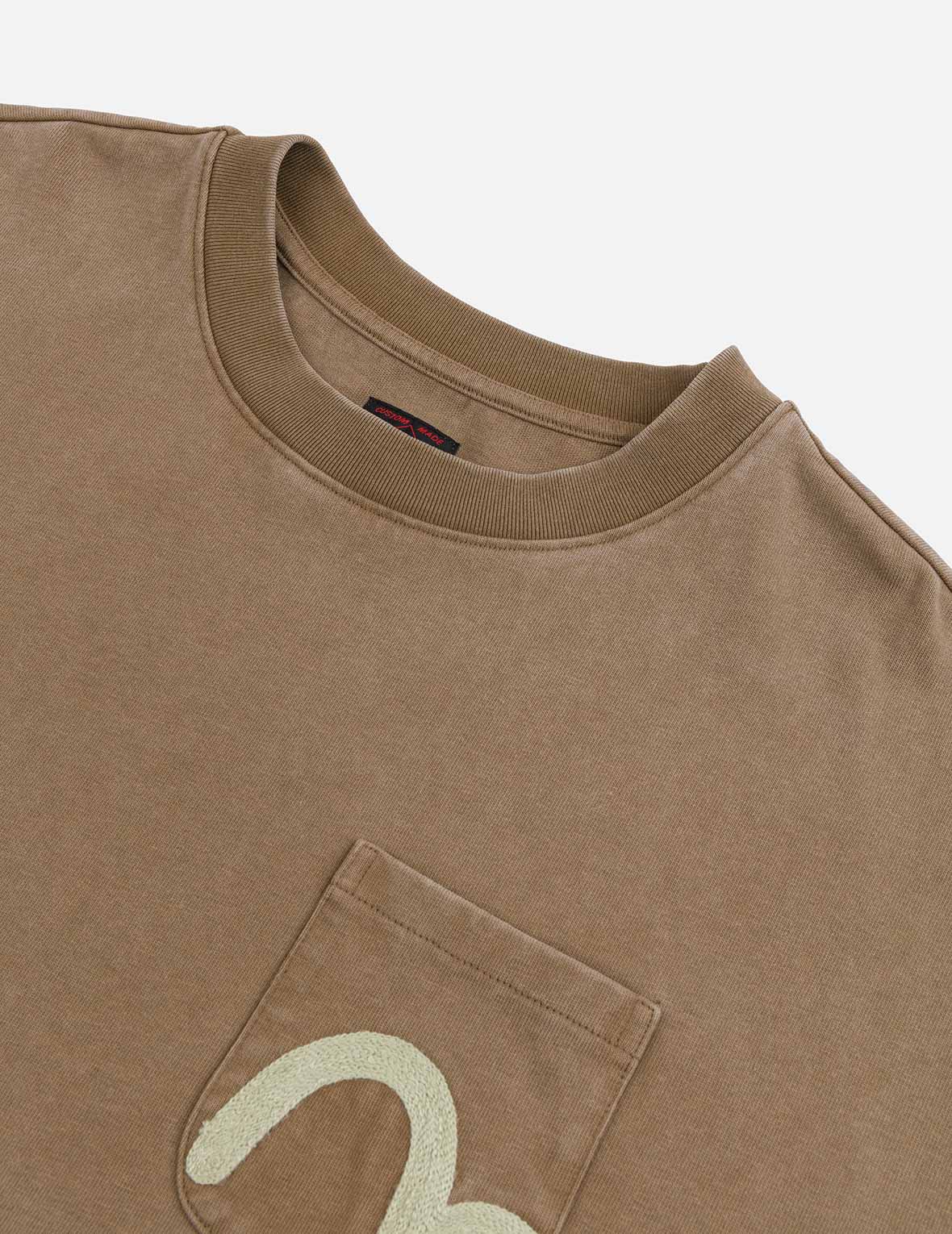 海鸥刺绣口袋宽版休闲长袖T恤