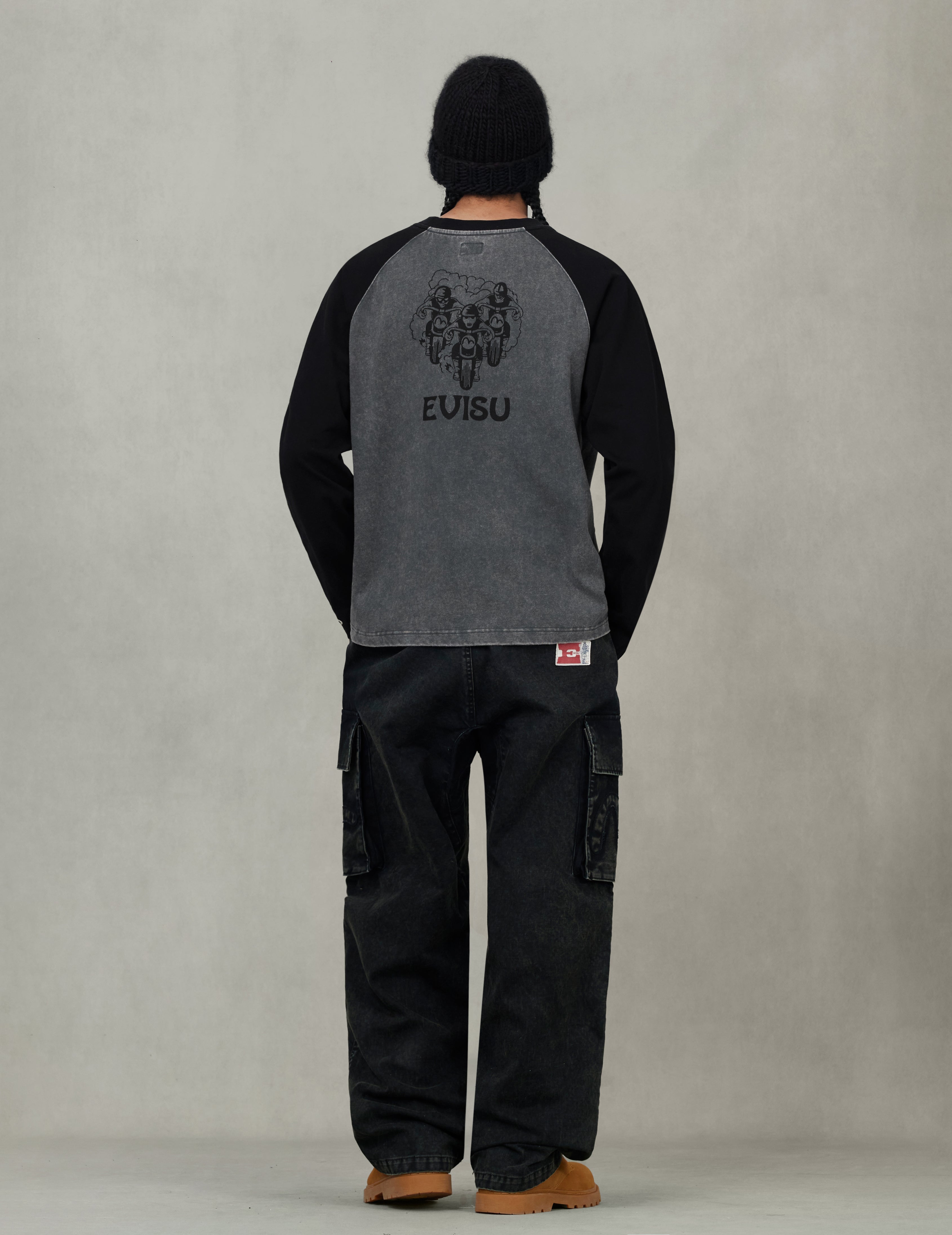 Retro Motocross Print Relax Fit Long-sleeve T-shirt