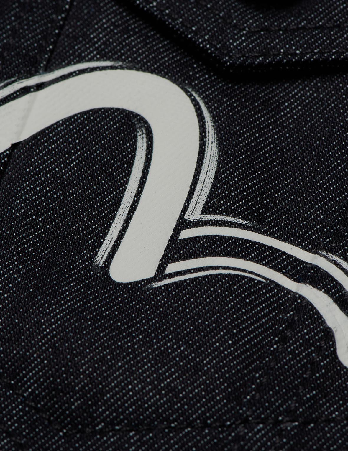 般若拼家花印花牛仔夹克