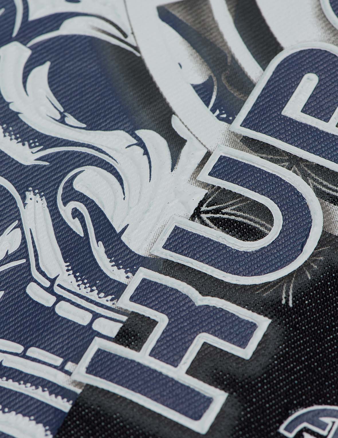 般若拼家花印花牛仔夹克