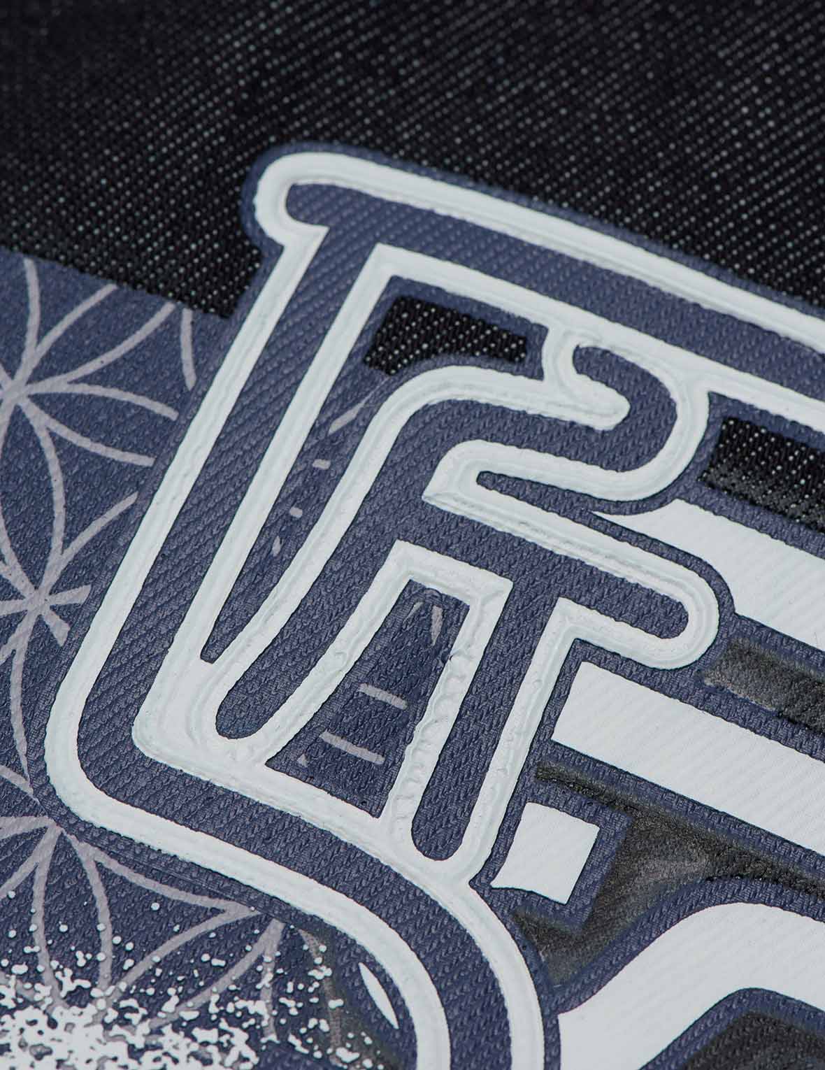 般若拼家花印花牛仔夹克