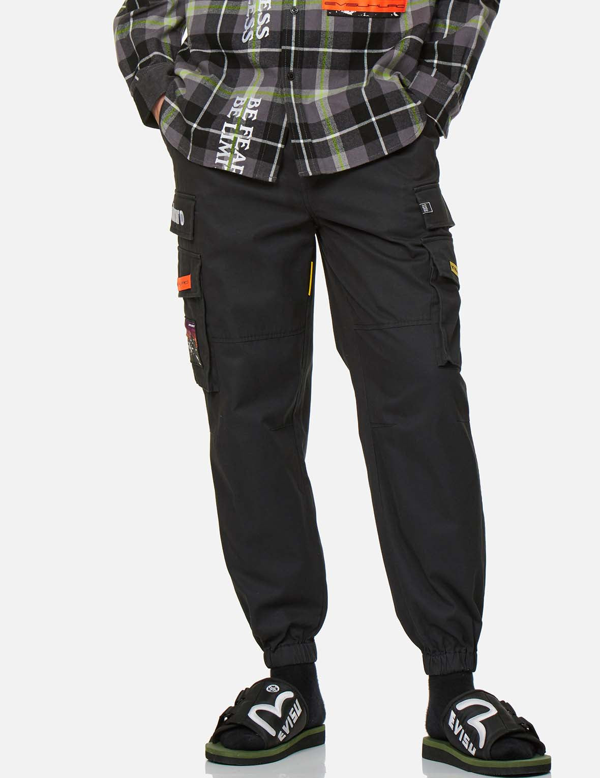 标志与小海鸥刺绣工装长裤