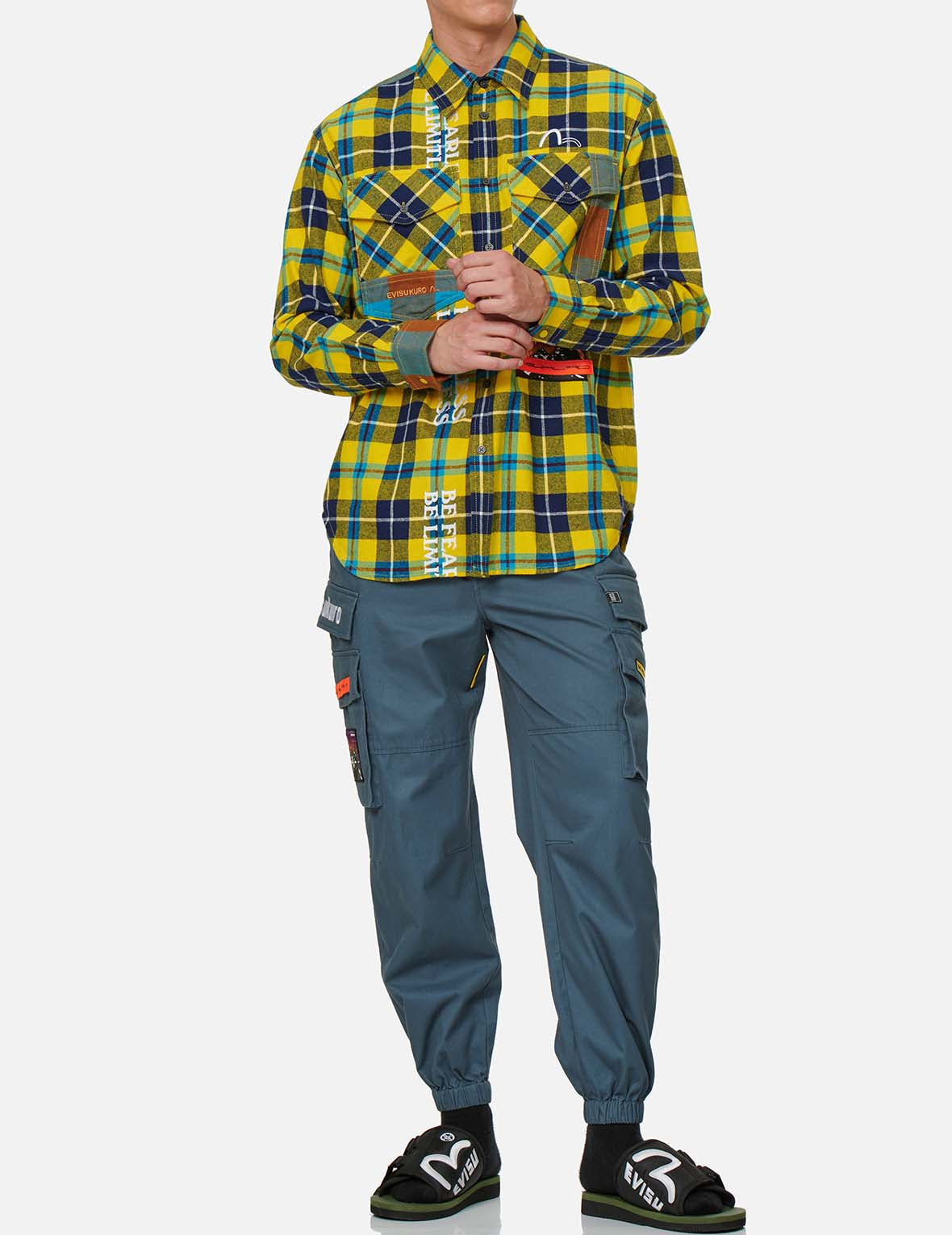 标志与小海鸥刺绣工装长裤