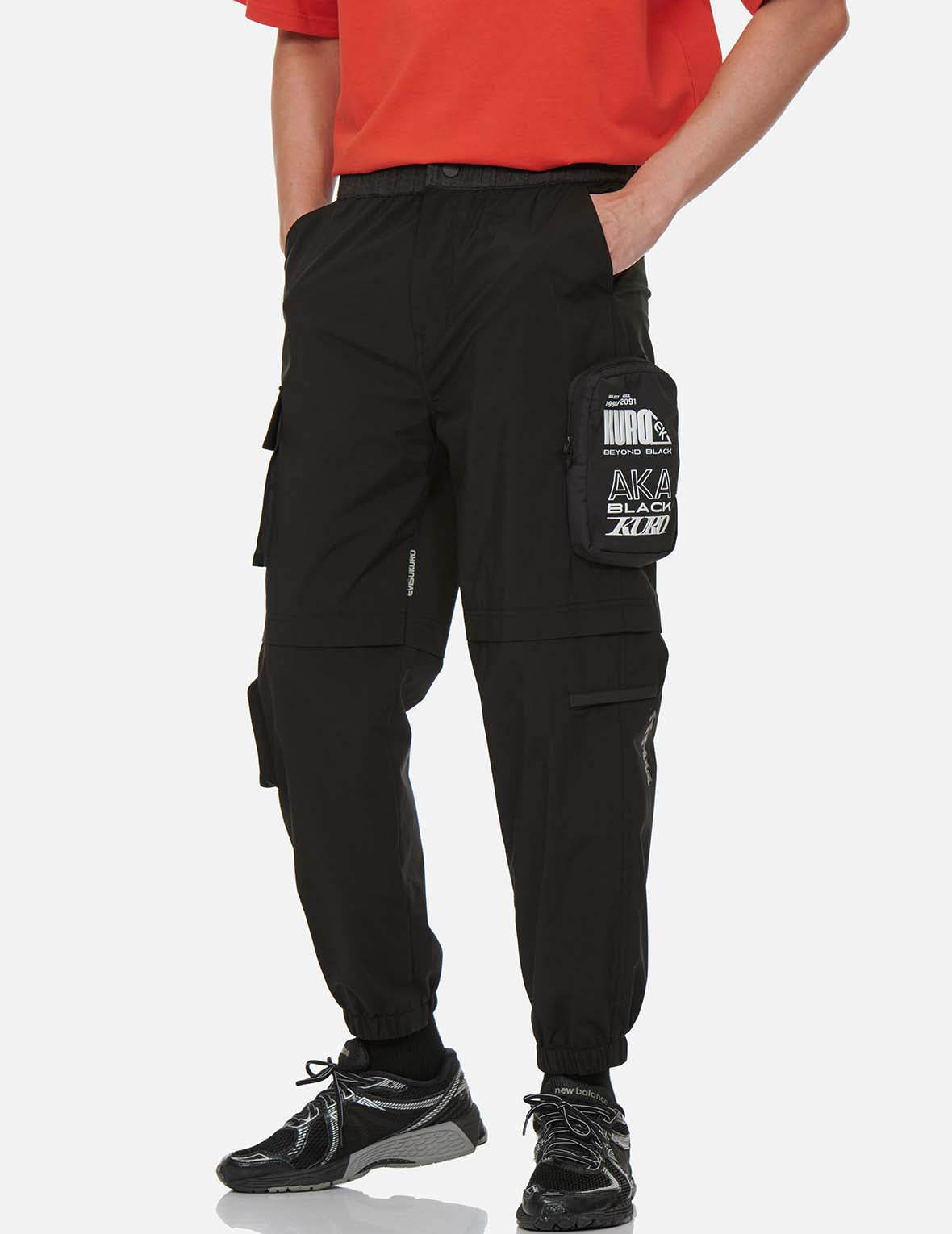 多口袋运动束脚裤