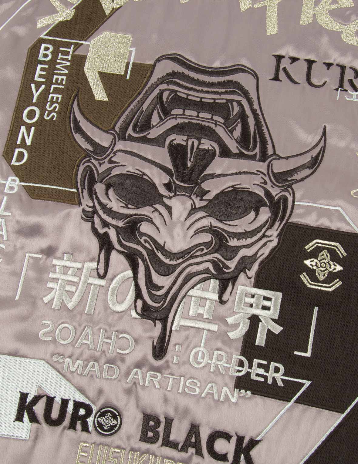 鬼头刺绣拼色横须贺外套