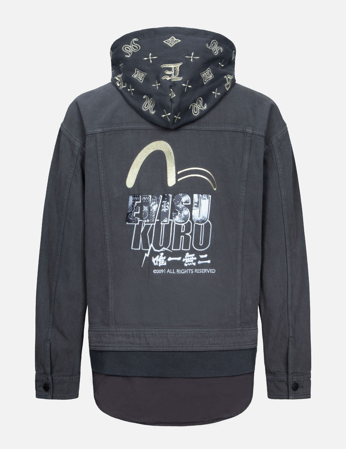 Monogram Embroidered Hood Mock 3-in-1 Loose Fit Jacket