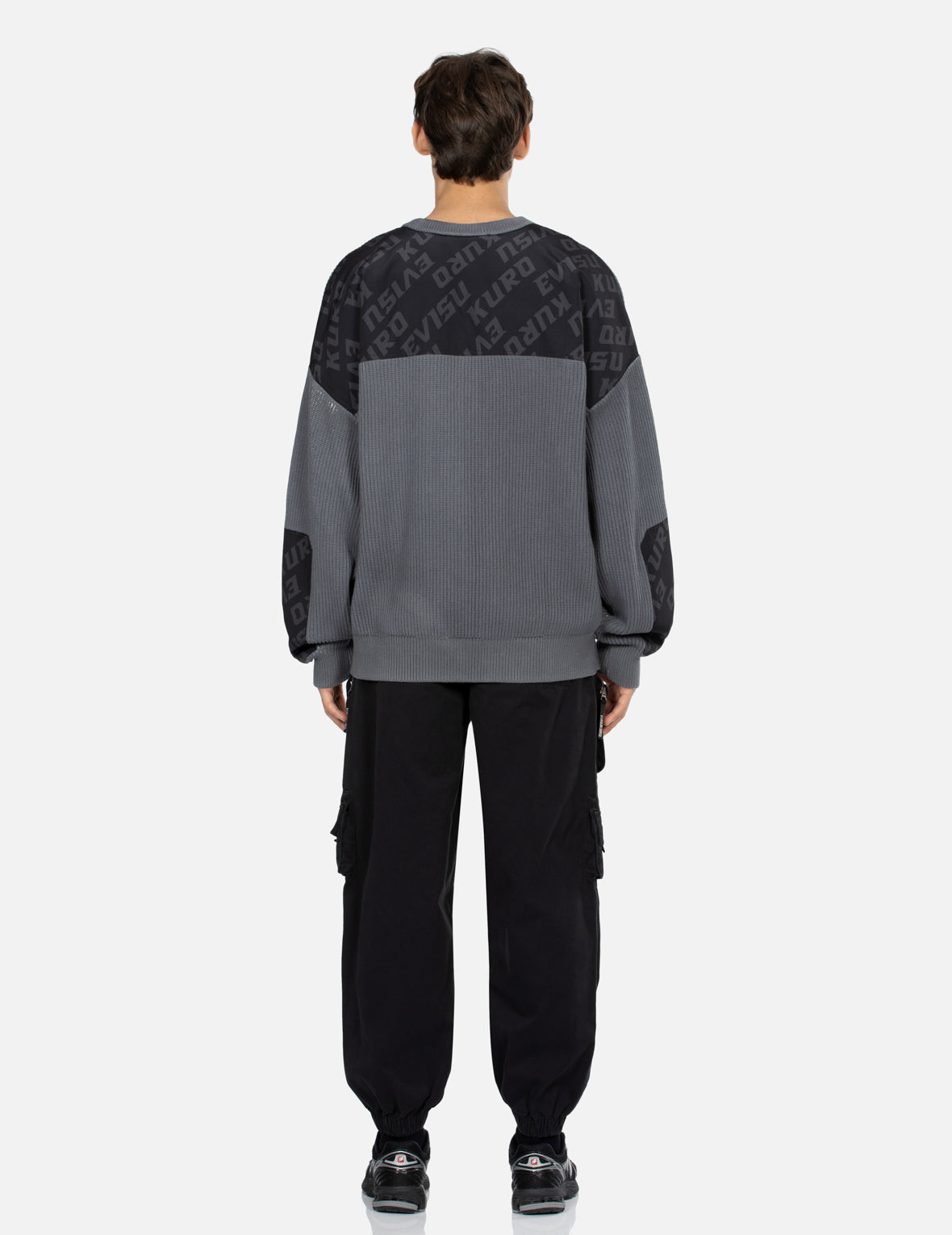 Allover Logo Printed Panel Oversized Sweater