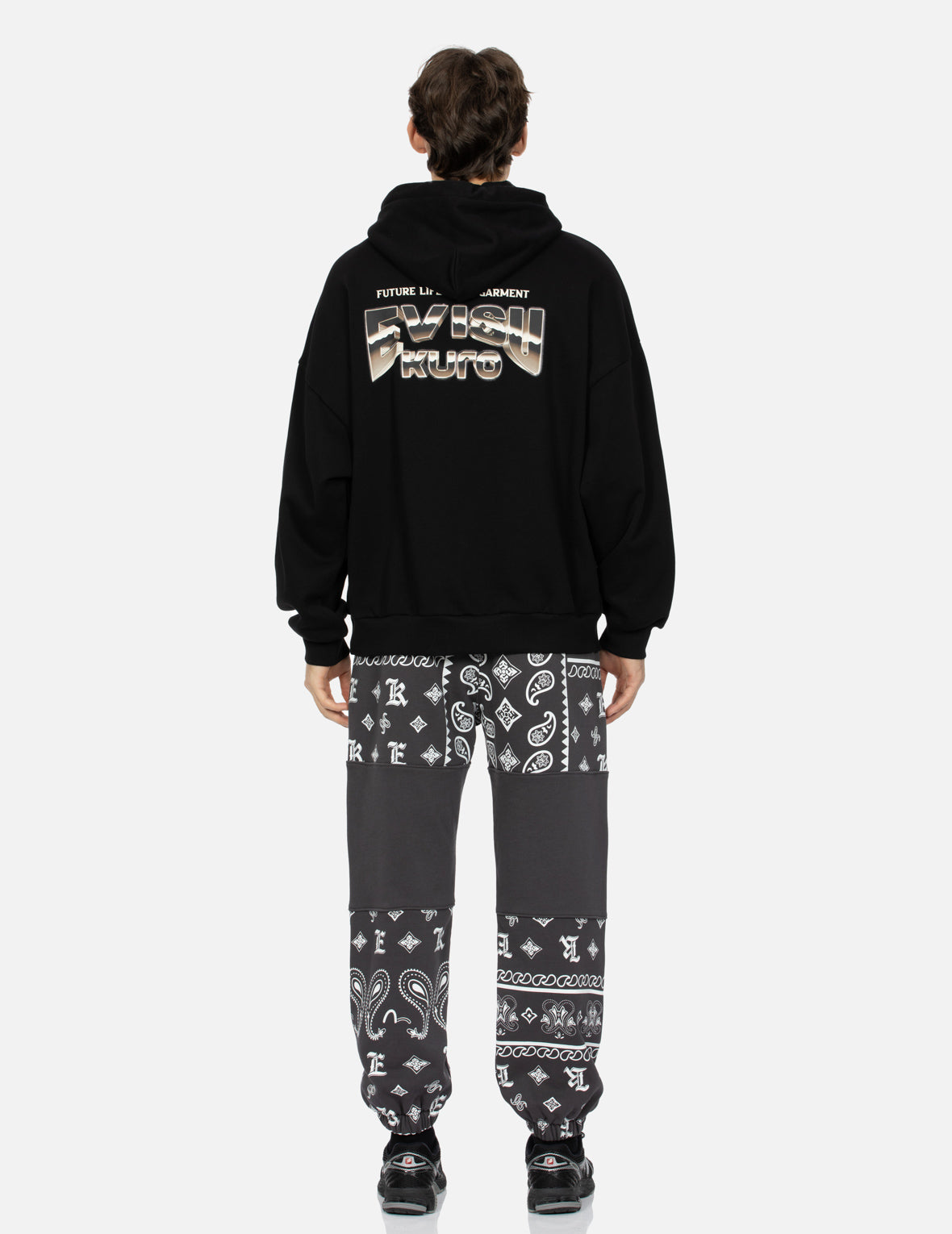 Metallic Effect Logo Print Oversized Hoodie