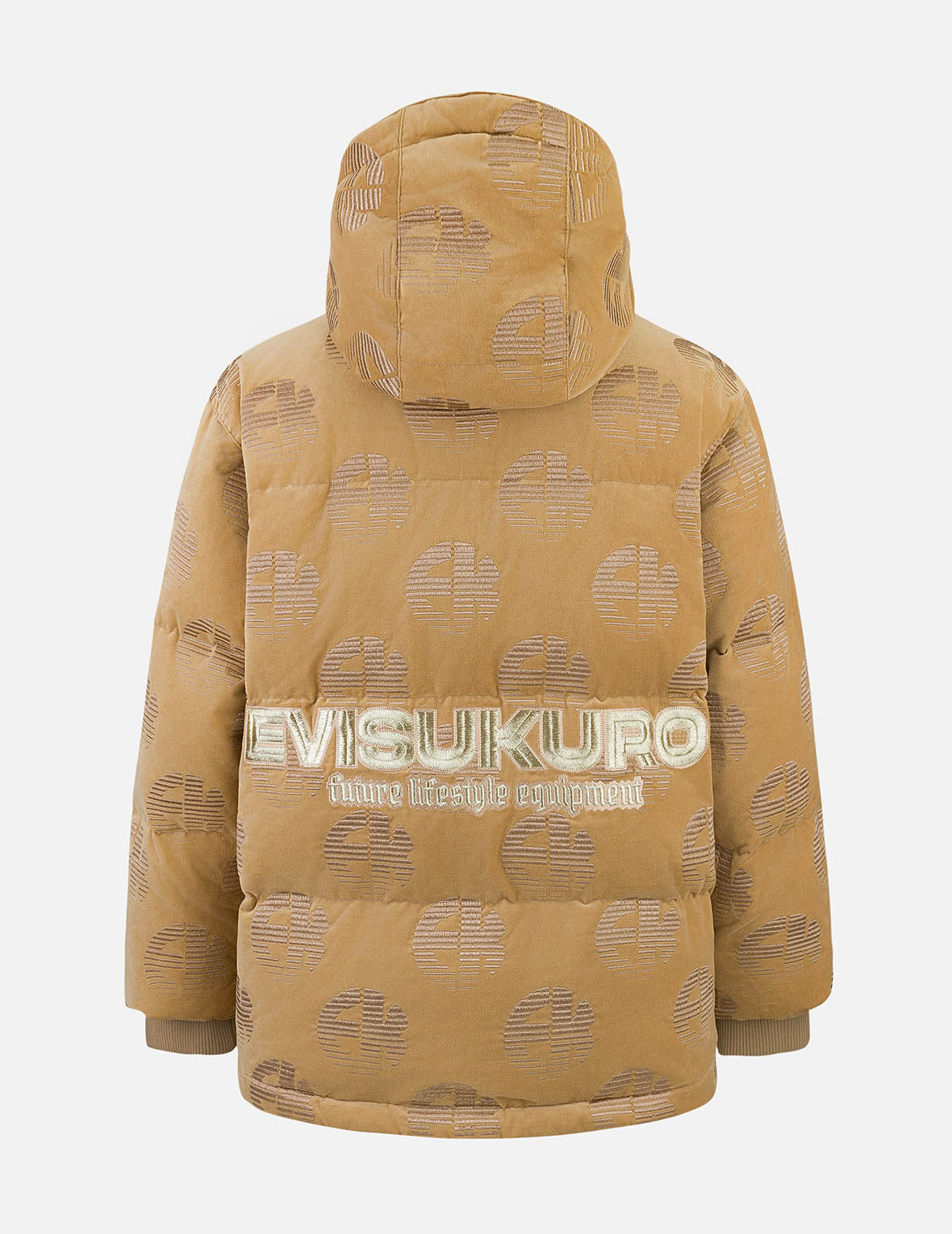 Allover EK Logo Velvet Relax Fit Down Jacket