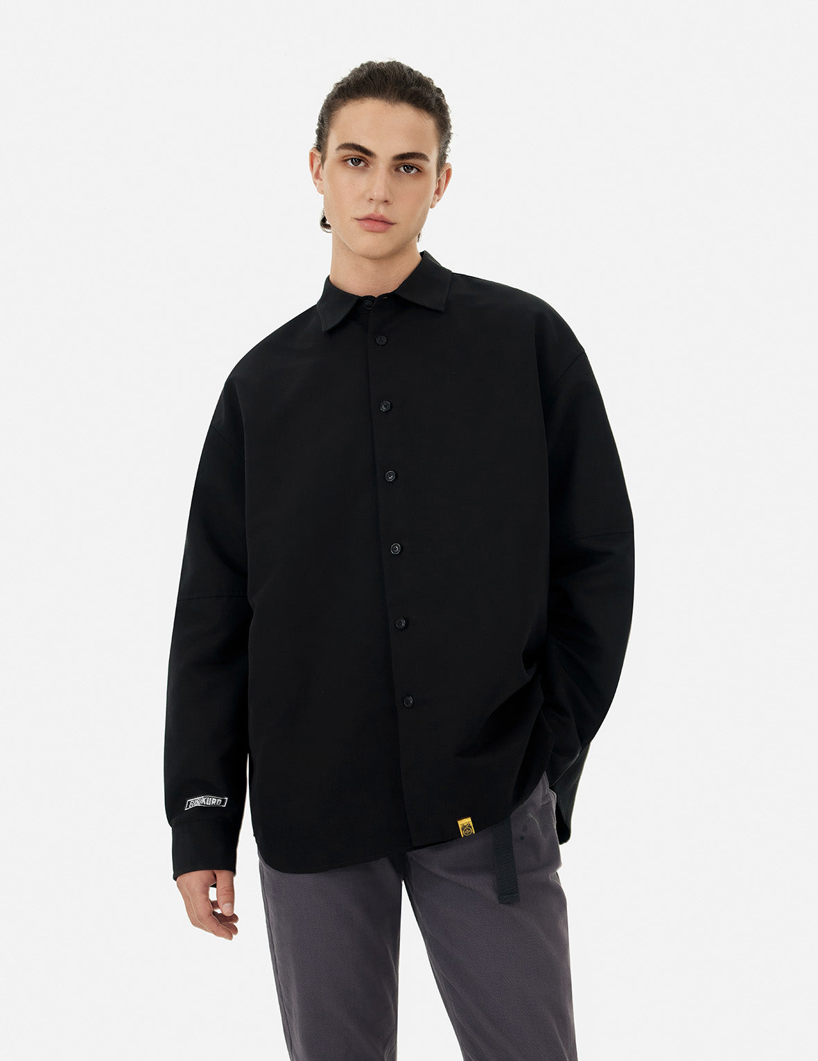 Kamon Embossed with Logo Print Regular Fit Shirt