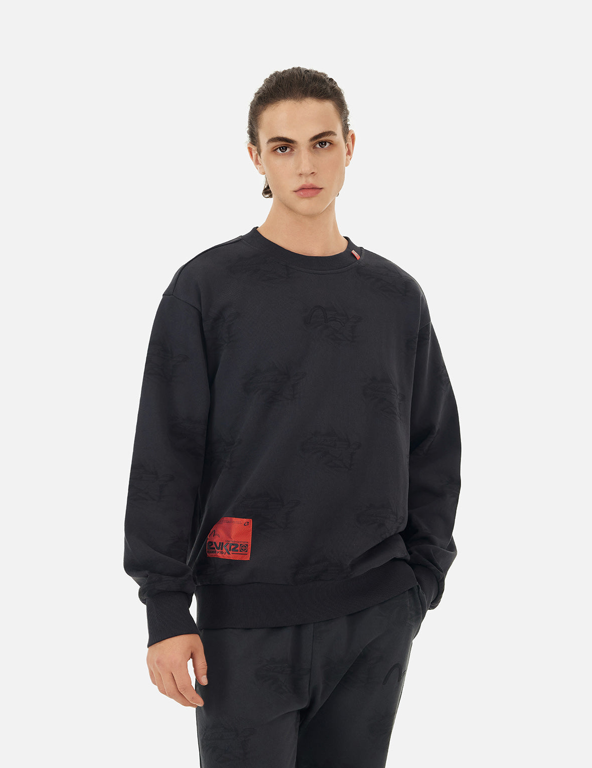 Allover Crinkle Logo Print Regular Fit Sweatshirt