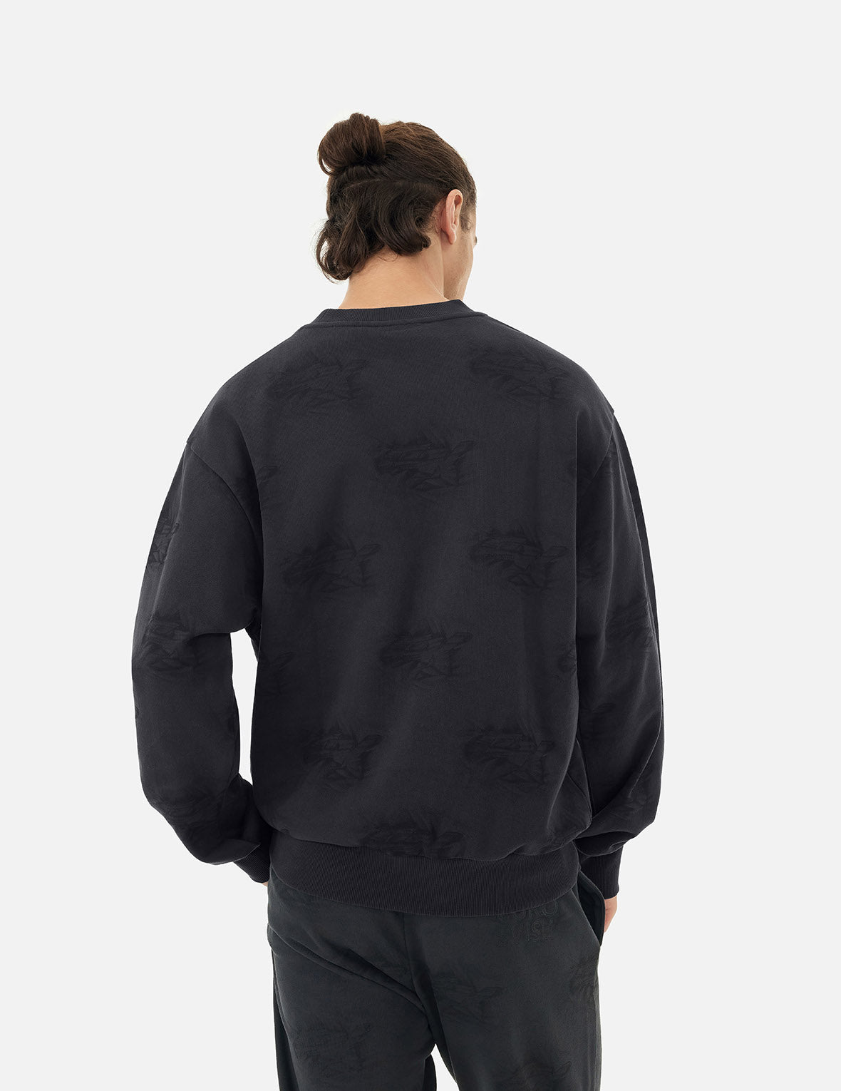 Allover Crinkle Logo Print Regular Fit Sweatshirt