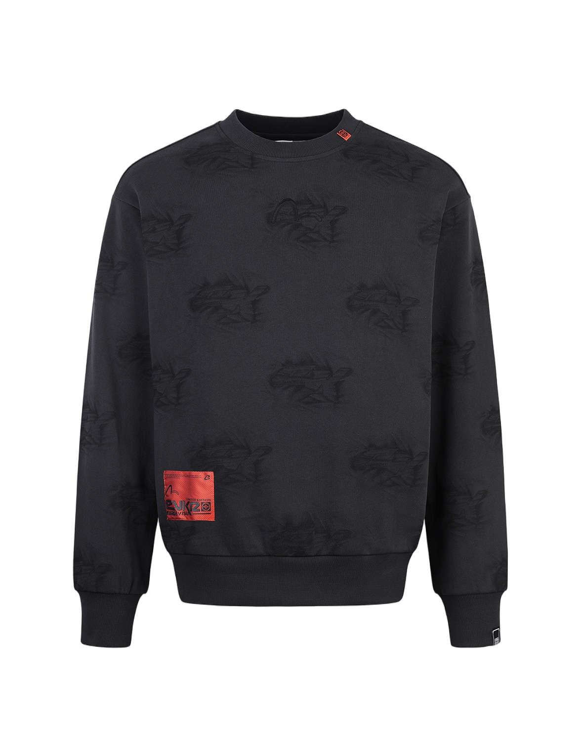 Allover Crinkle Logo Print Regular Fit Sweatshirt