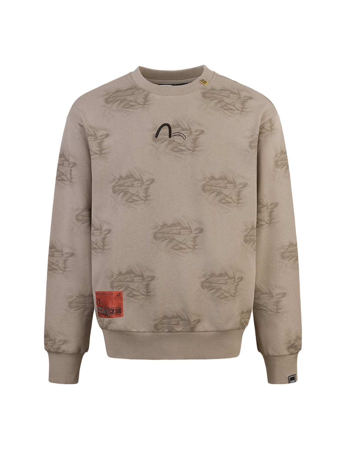 Allover Crinkle Logo Print Regular Fit Sweatshirt