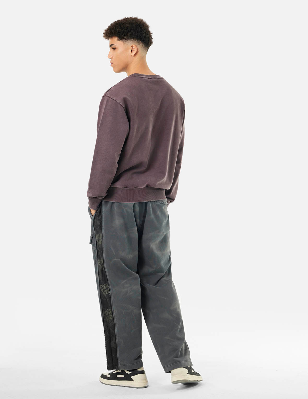 Garment Dyed Multi-Logo Print Relax Fit Sweatshirt