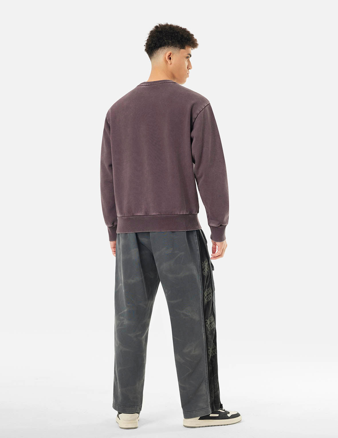 Garment Dyed Multi-Logo Print Relax Fit Sweatshirt