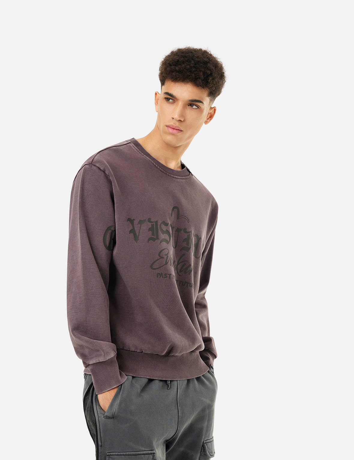 Garment Dyed Multi-Logo Print Relax Fit Sweatshirt