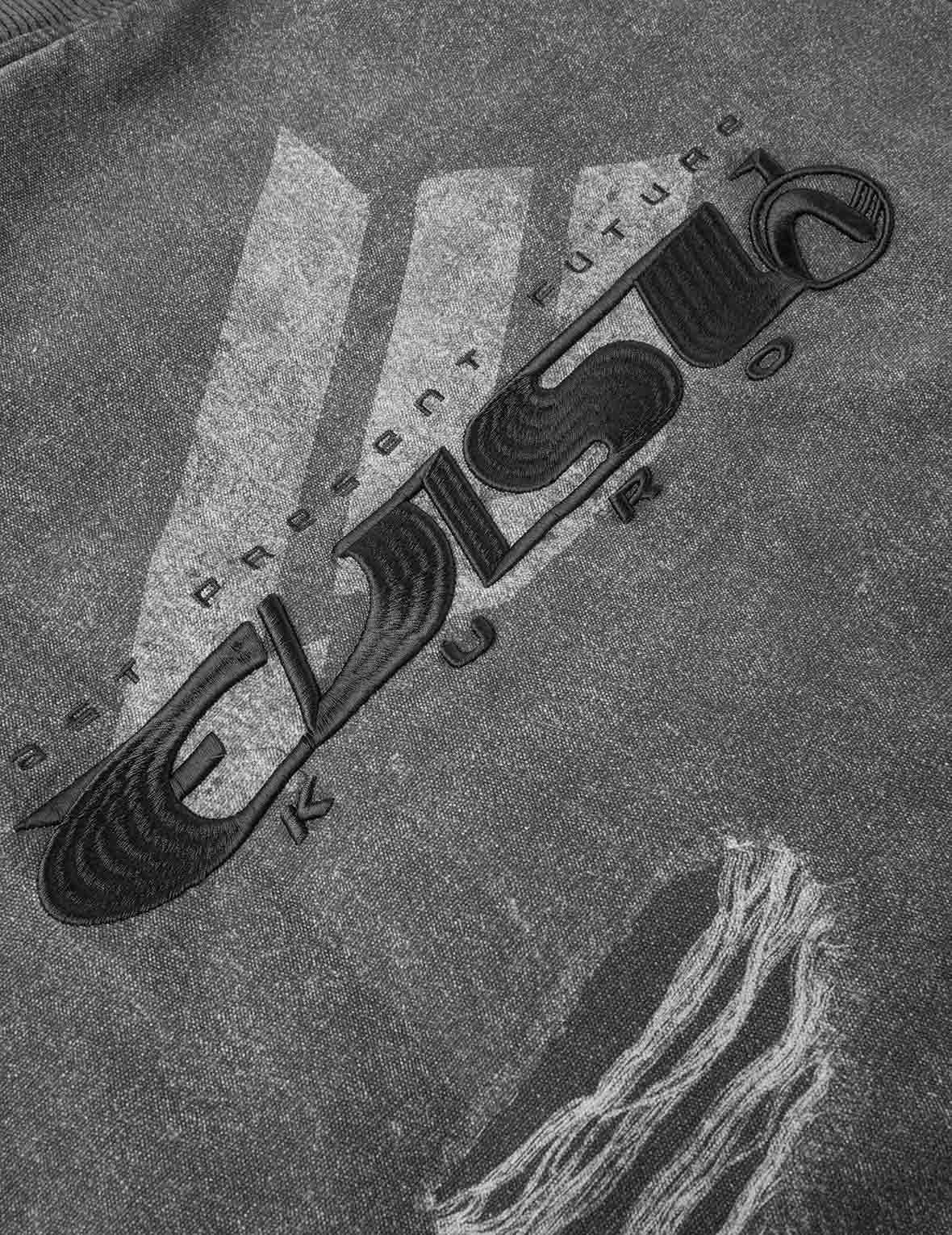 破损印花和商标刺绣寛松飞行员夹棉外套