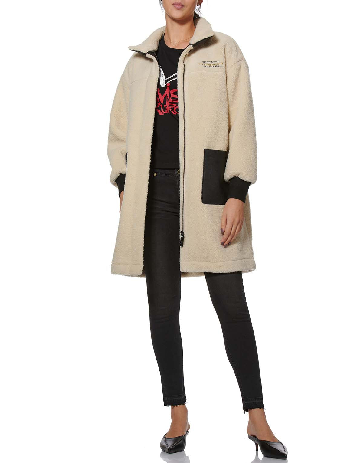 Leather Seagull Padded Sherpa Coat