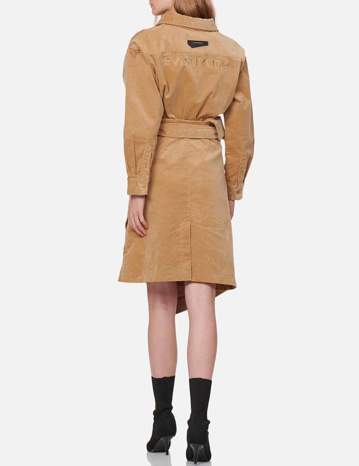 Logo Embroidered Corduroy Dress