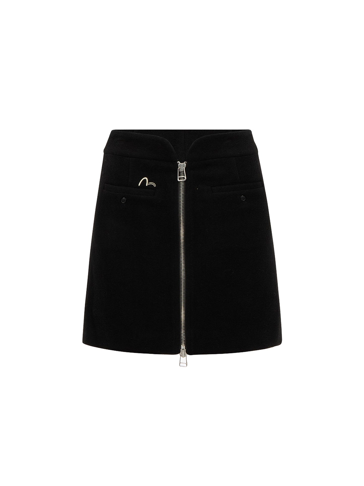 Slogan Embroidered Waistband Skirt