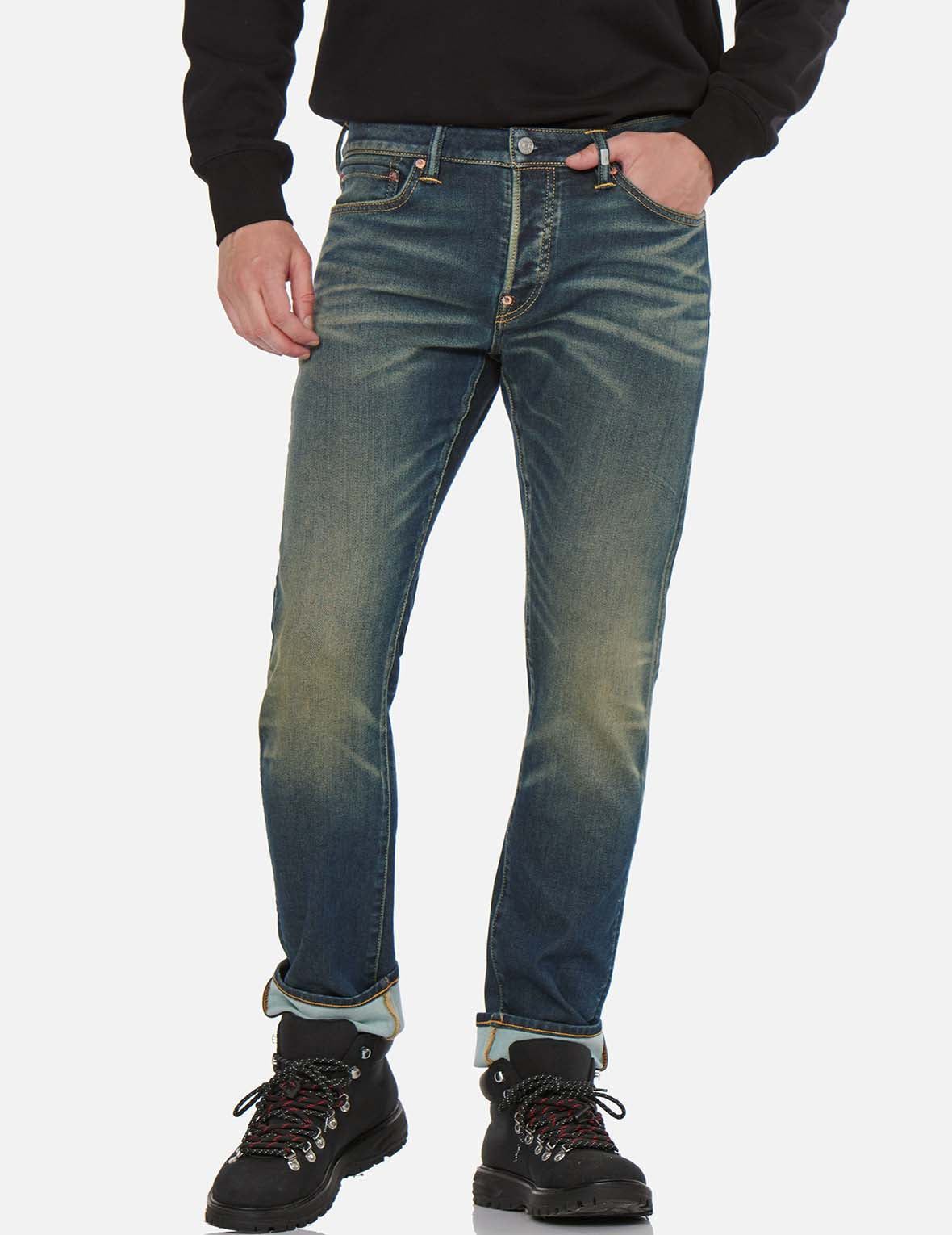 Ecru Seagull Sand-Washed Slim Straight fit Jeans #2010