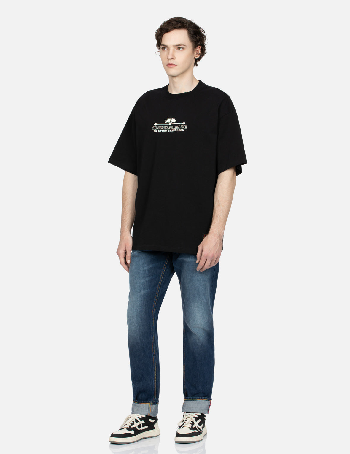 Seagull and Kamon Embossed Taper Fit Jeans #2017