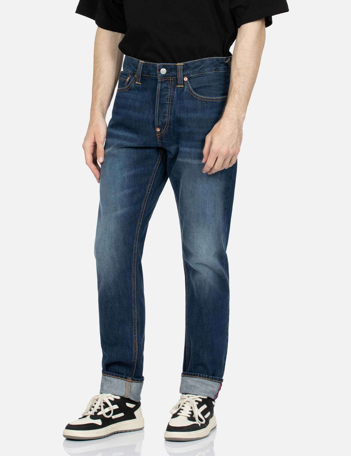 Seagull and Kamon Embossed Taper Fit Jeans #2017