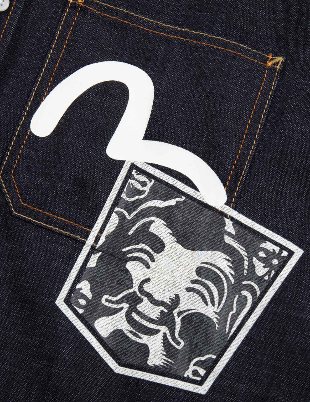 大M印花宽版休闲牛仔衬衫