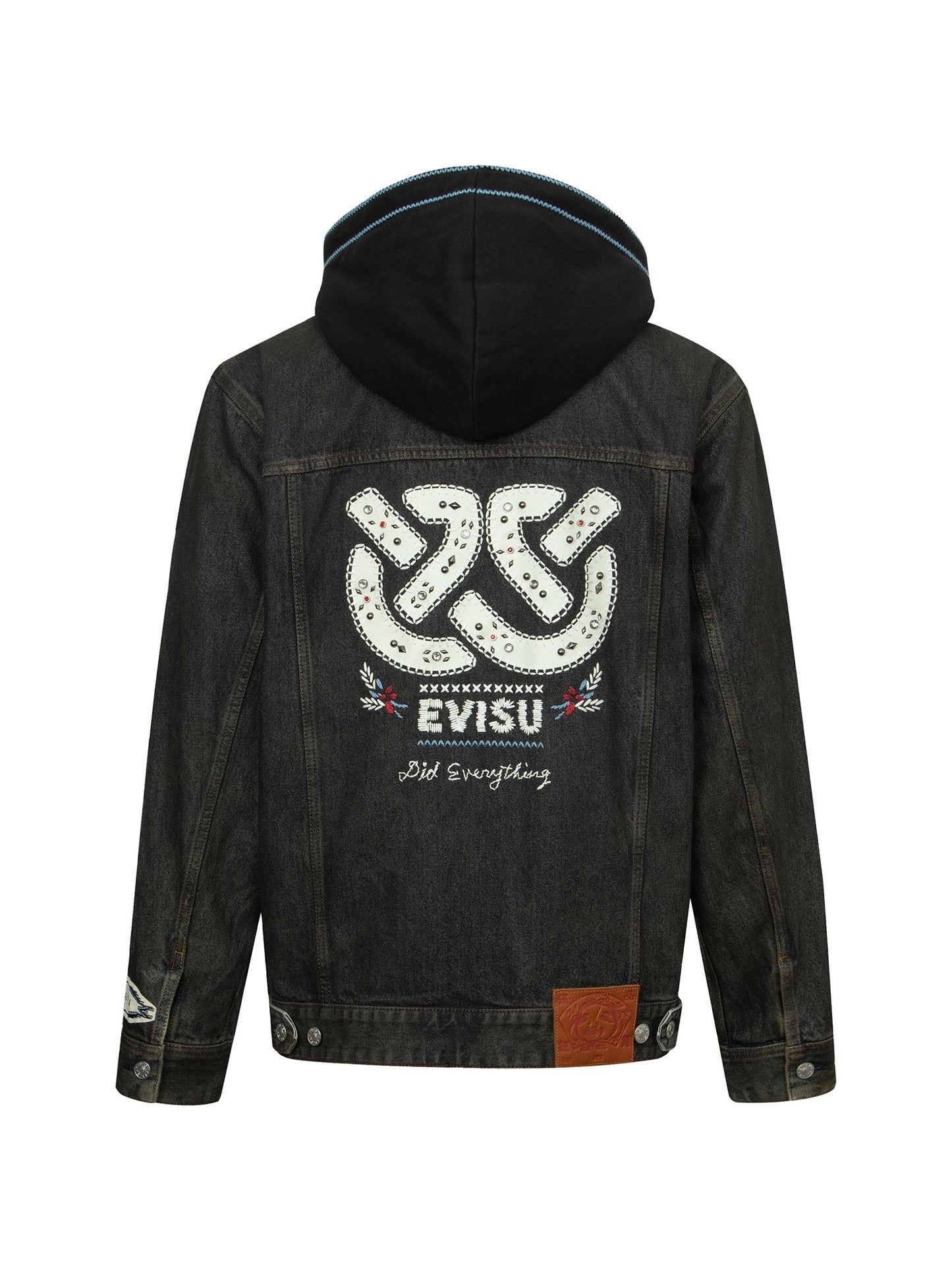 Ethnic-inspired Wheel of Wisdom Print and Embroidery Relax Fit Denim Jacket