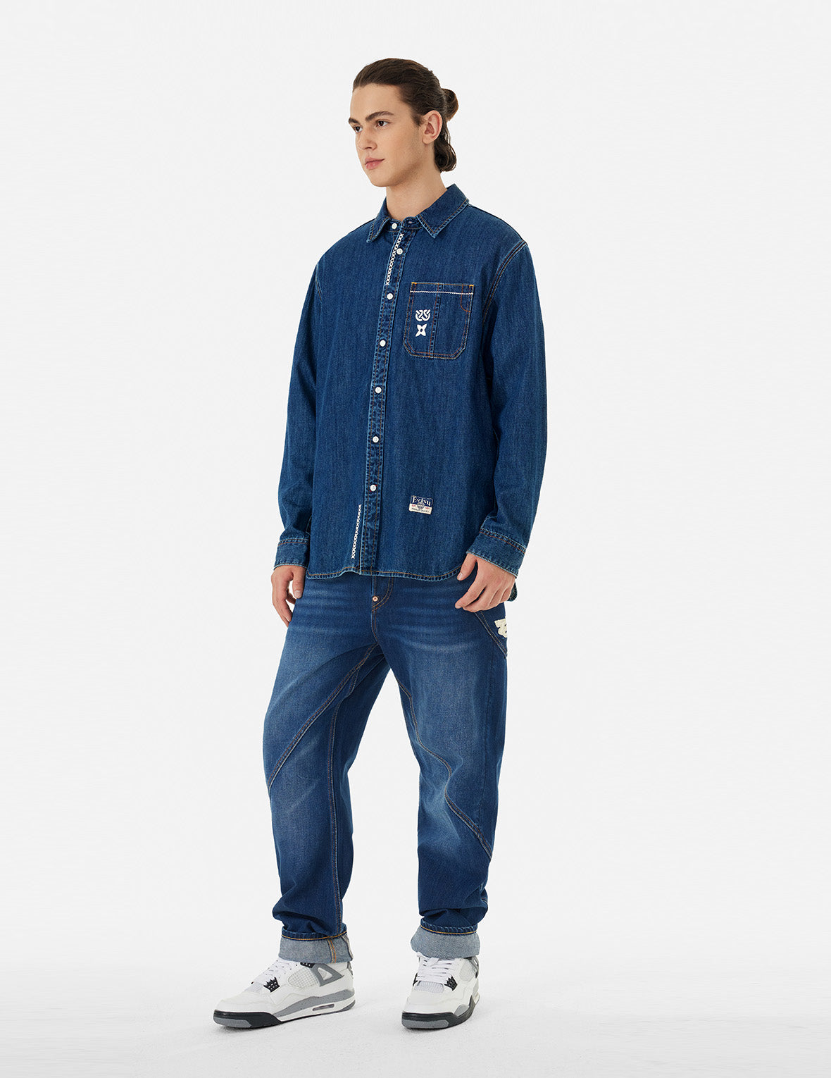 Brush Daicock Print Relax Fit Denim Shirt