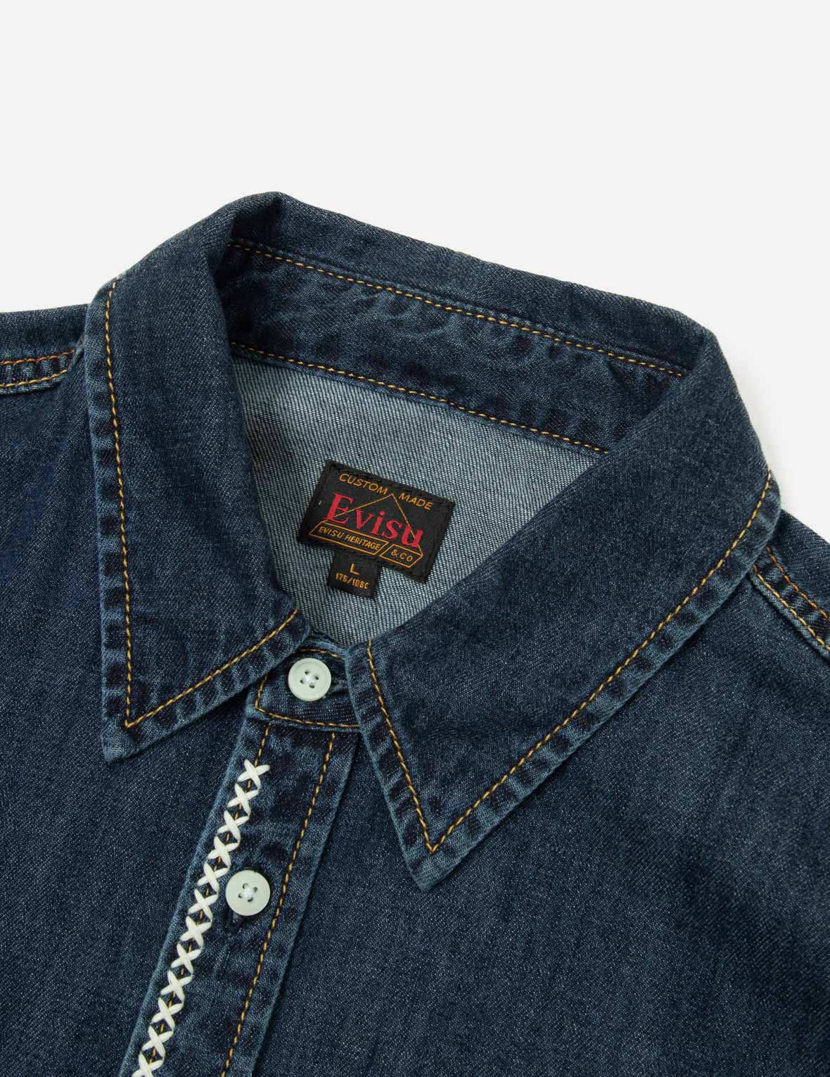 Brush Daicock Print Relax Fit Denim Shirt