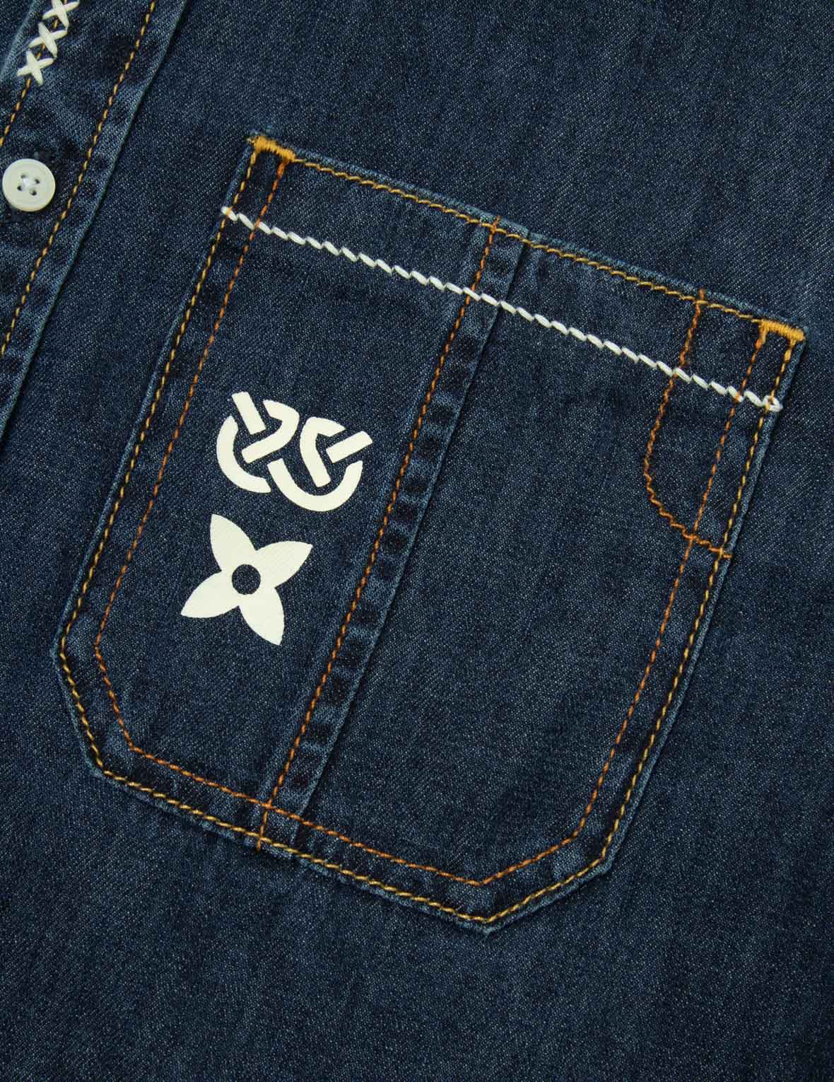 Brush Daicock Print Relax Fit Denim Shirt