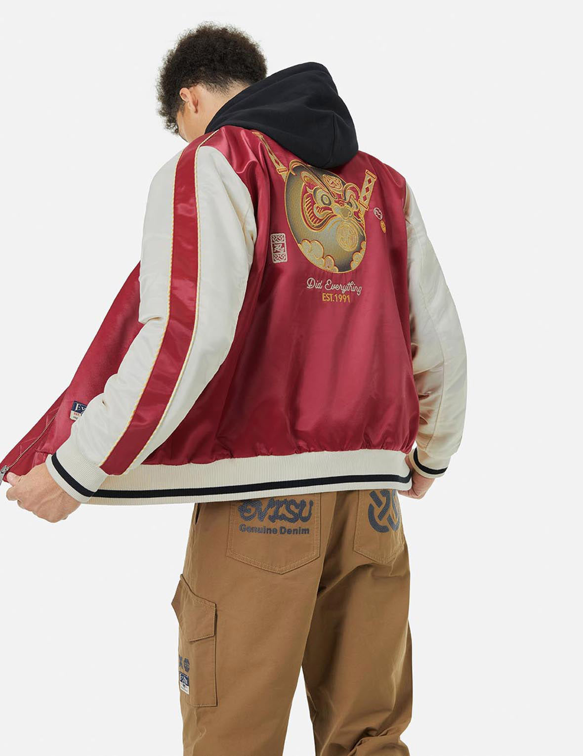 Ninja Daruma Embroidery Relax Fit Souvenior Jacket