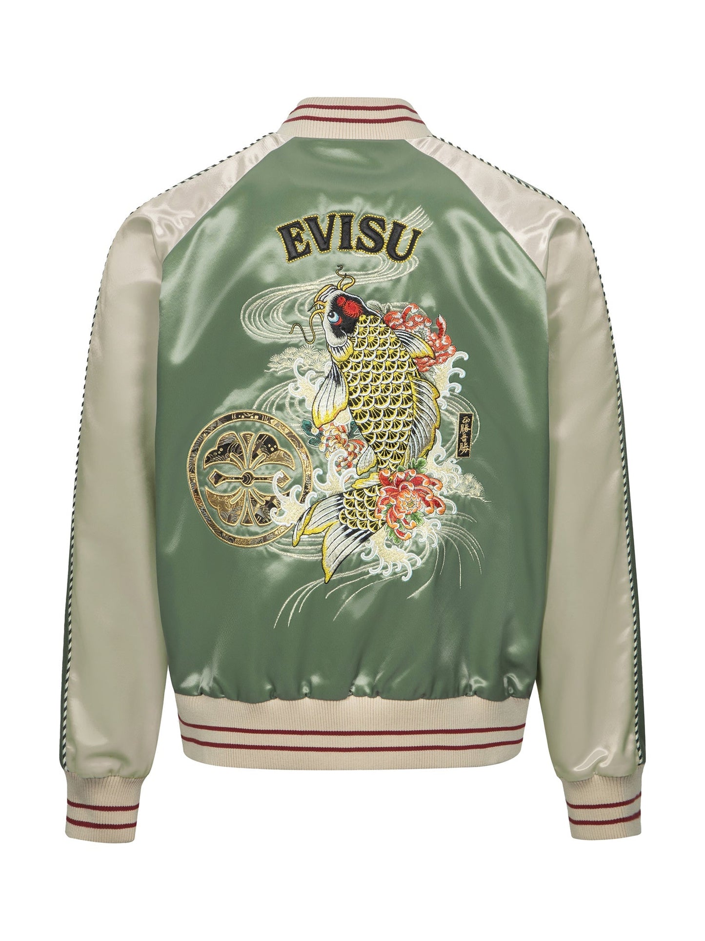 Kamon Brocade Appliqué and Carp Embrodiery Relax Fit Souvenir Jacket