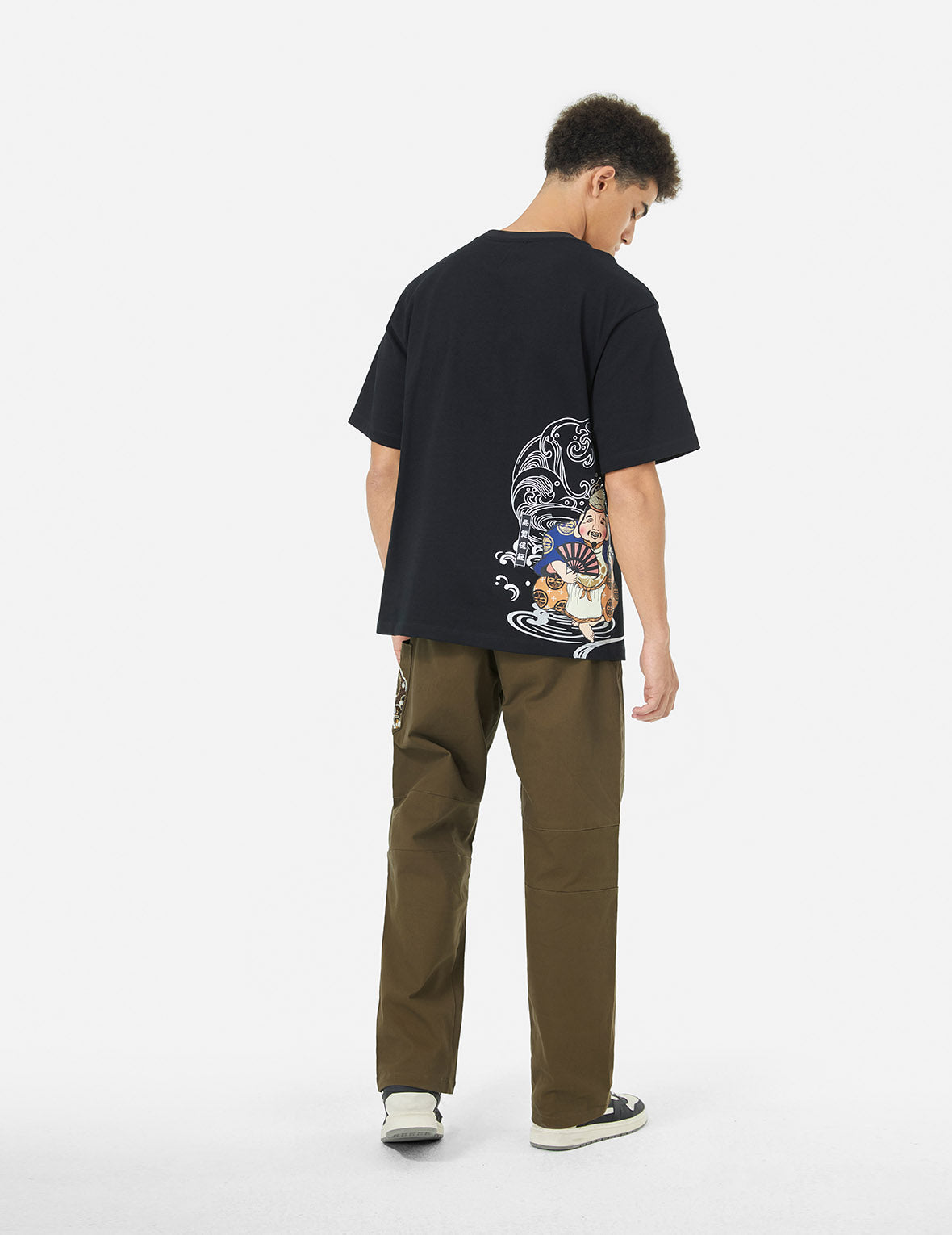Seagull and Logo Embroidery Relax Fit Woven Pants