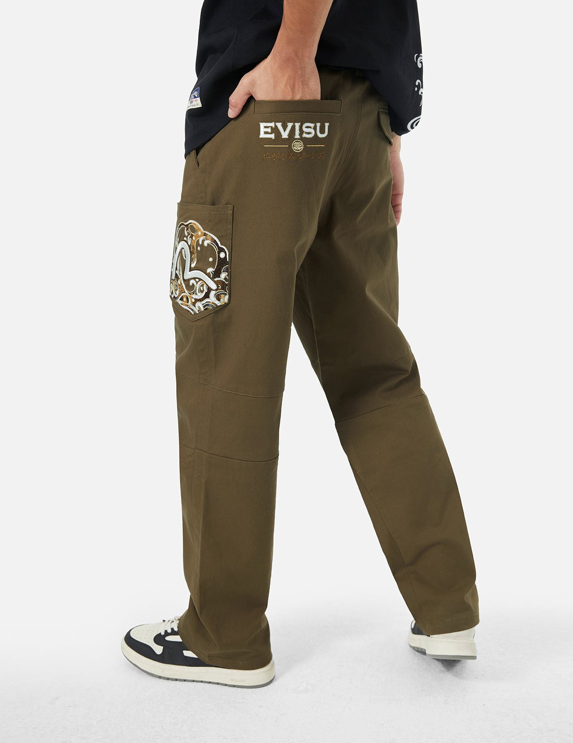 Seagull and Logo Embroidery Relax Fit Woven Pants