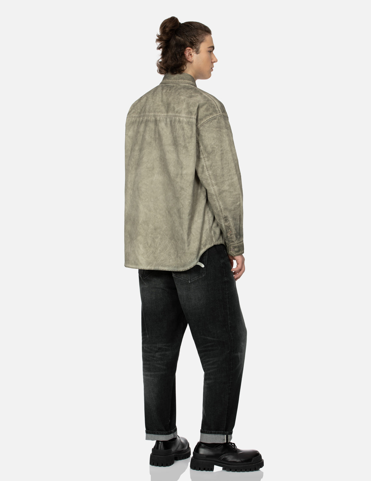 Washed Seagull Embroidery Loose Fit Shirt