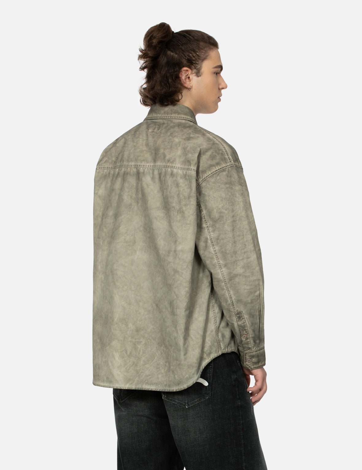 Washed Seagull Embroidery Loose Fit Shirt