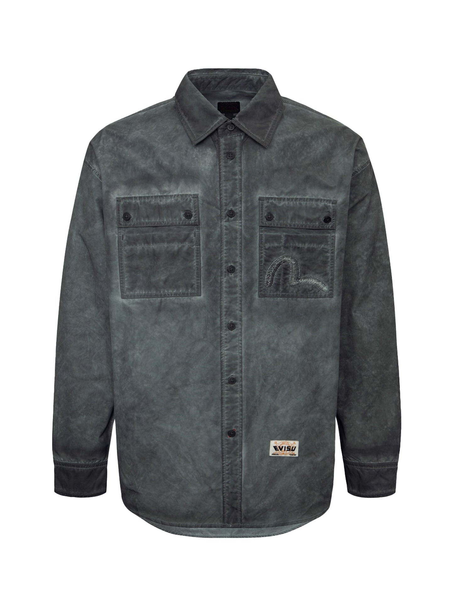 Washed Seagull Embroidery Loose Fit Shirt