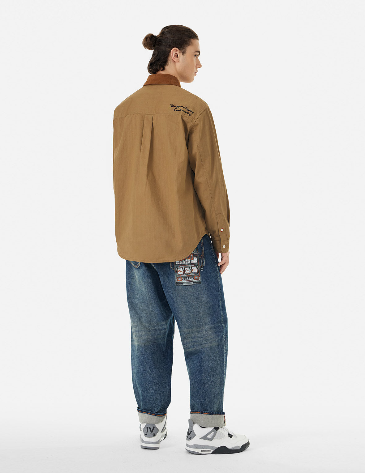 Logo Embroidery and Multi-Pocket Relax Fit Long Sleeve Shirt